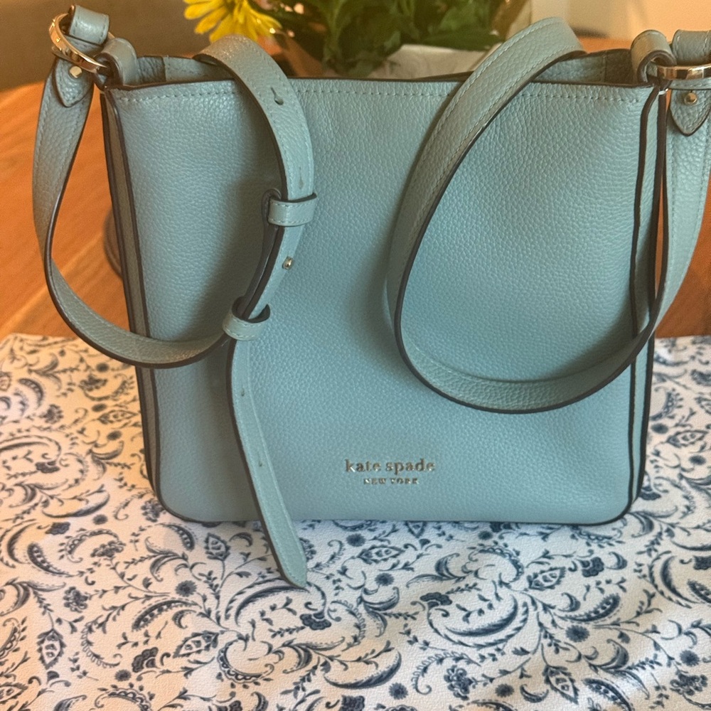 kate spade mint blue pebbled leather crossbody bag